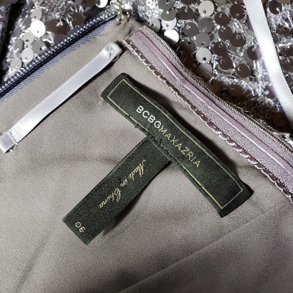 BCBGMaxazria Women's size 6 Purple Sequin Strapless Short Party Dress AS IS - Picture 7 of 7